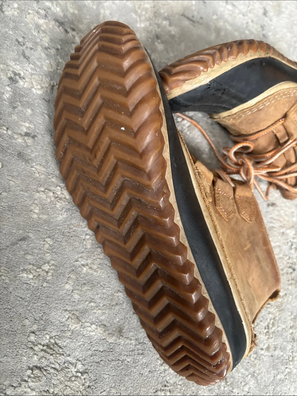 Sorel Tan and Black Lace-Up Waterproof Boots